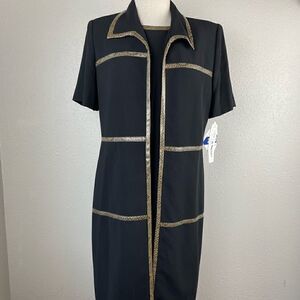 NWT Danny & Nicole Two Piece Matching Long Blazer and Sleeveless Dress Size 12